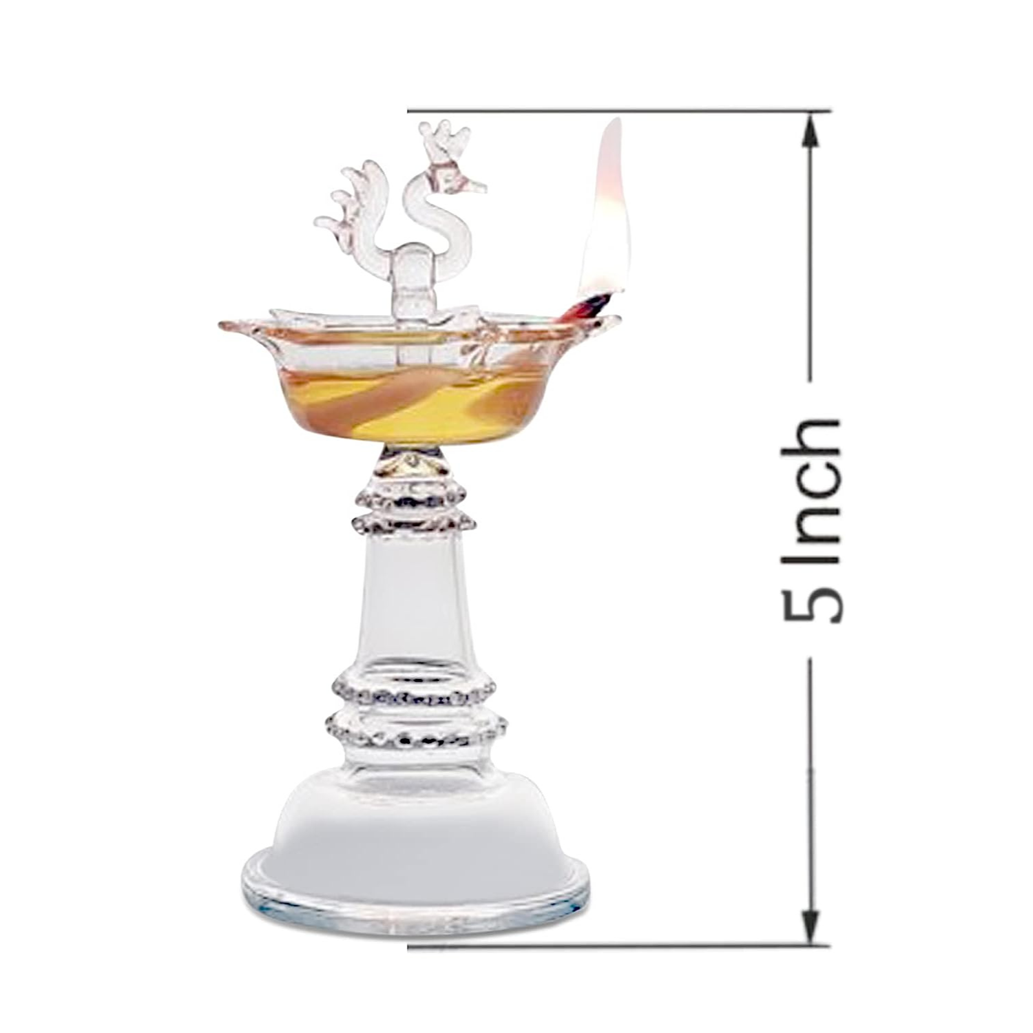 Glass Samai Traditional for Pooja - Borosilicate Glass Diya Samai with Rod.