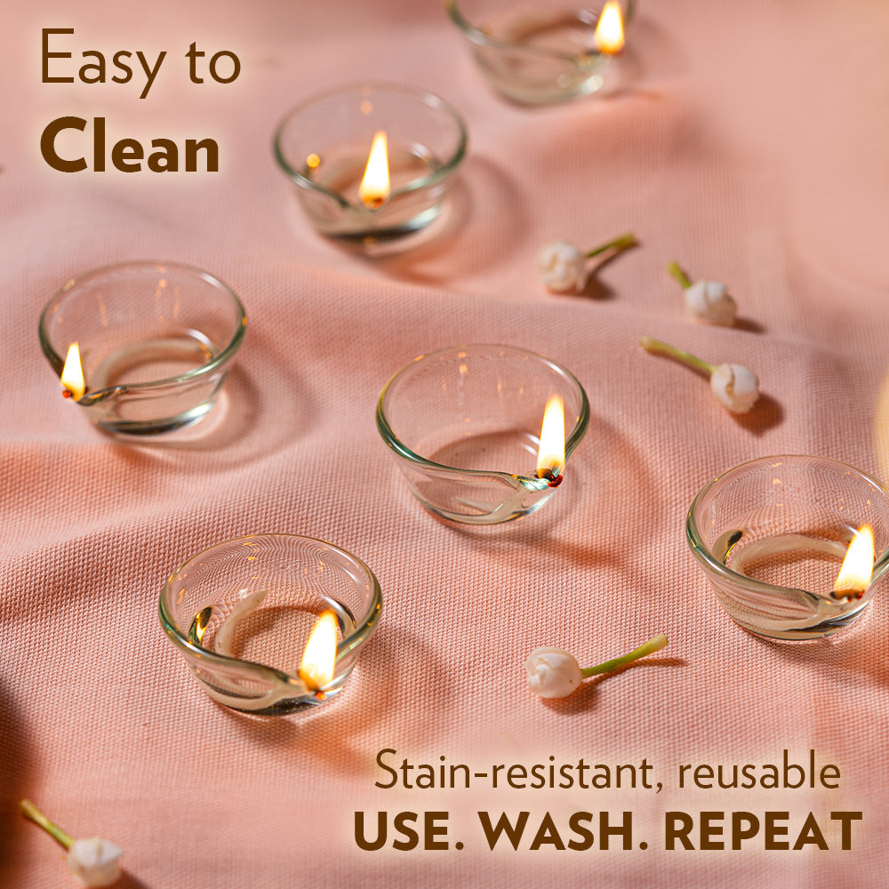 Borosilicate Glass Diya, Set of 6