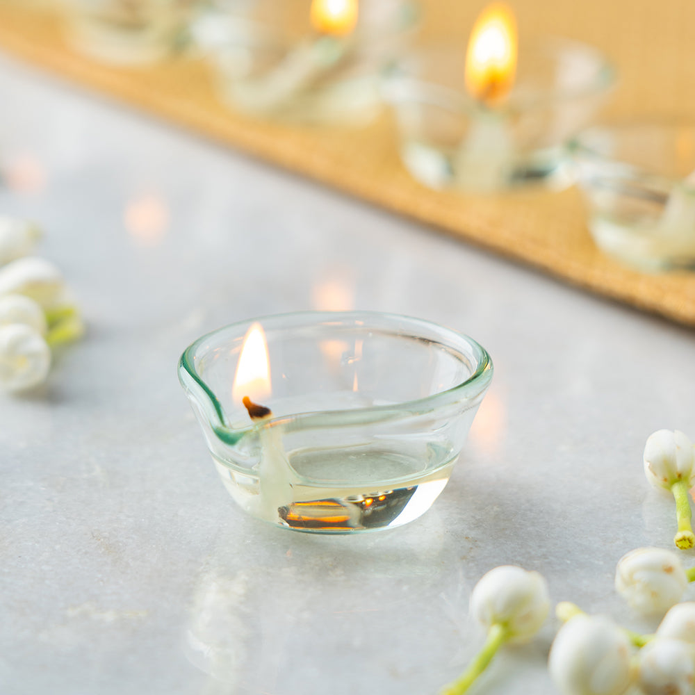 Borosilicate Glass Diya, Set of 6
