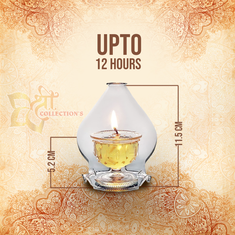 Akhand Diya Made of Borosilicate Glass (12 Hours) | Buy Online Now!