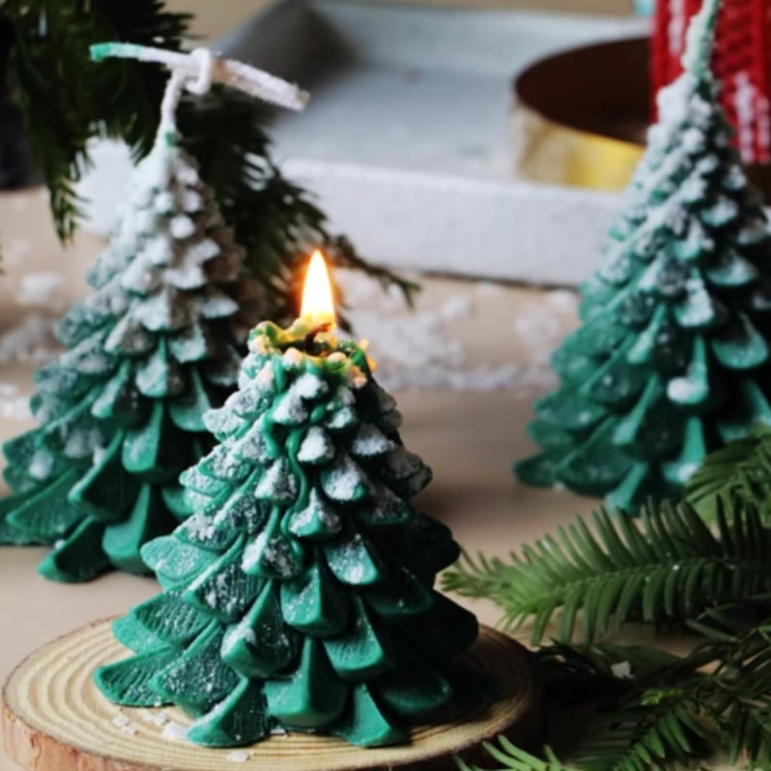X-Mas Tree Shaped Candles for Christmas Home Decoration (Green)