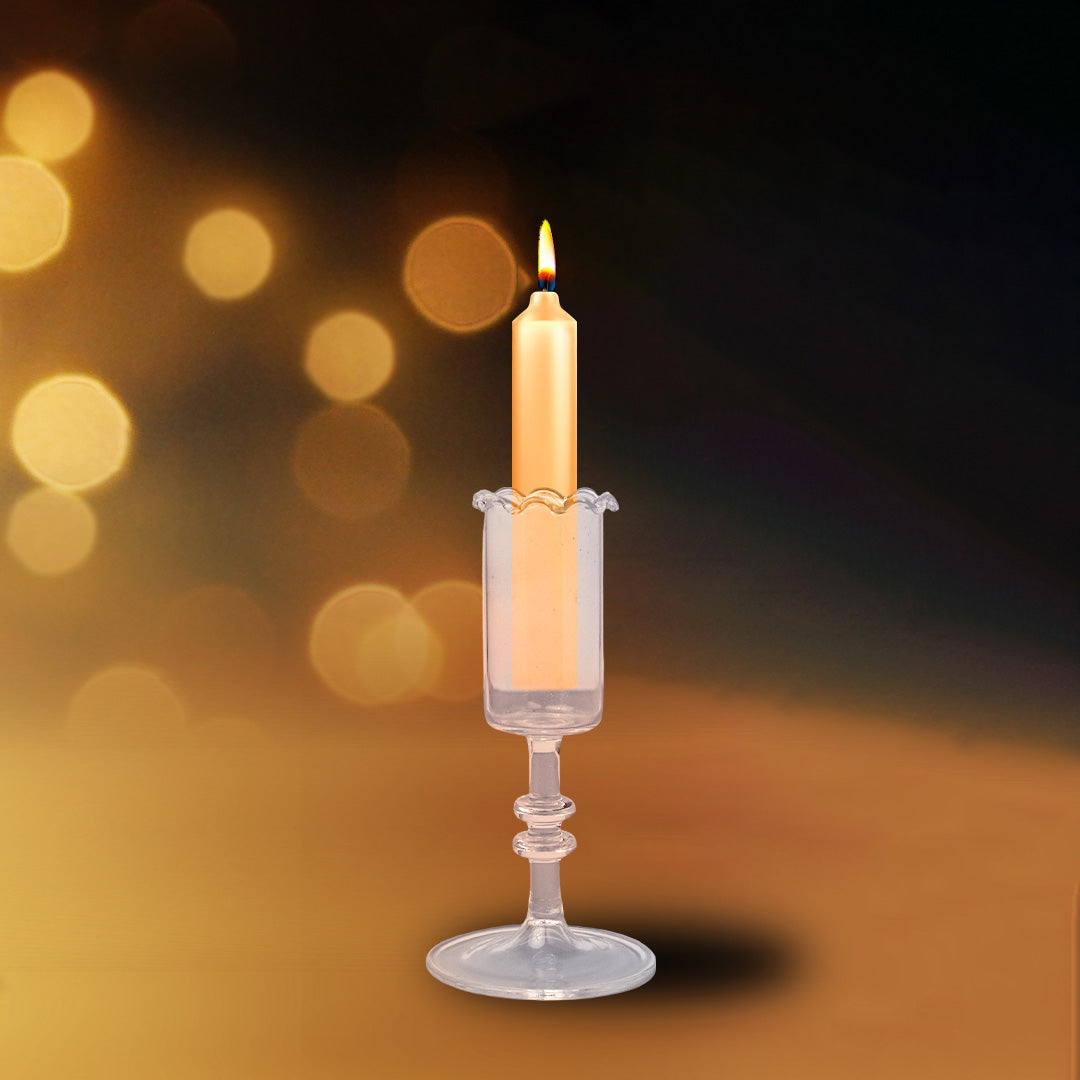 Crystal Clear Double Ring Glass Candle Holder