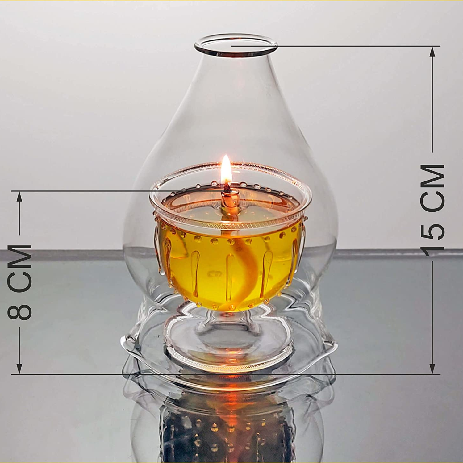 Akhand Diya Made of Borosilicate Glass. (24 Hours)