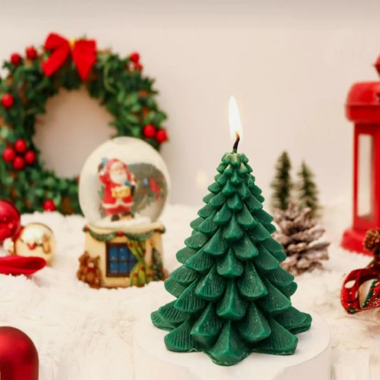 X-Mas Tree Shaped Candles for Christmas Home Decoration (Green)