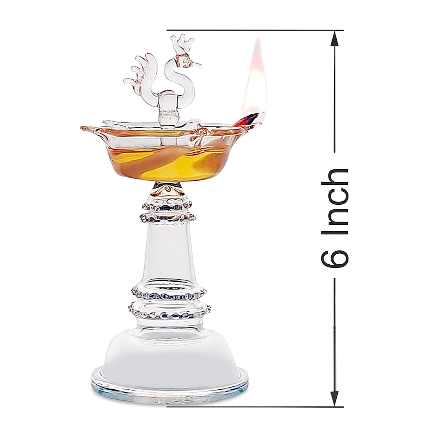 Glass Samai Traditional for Pooja - Borosilicate Glass Diya Samai with Rod.