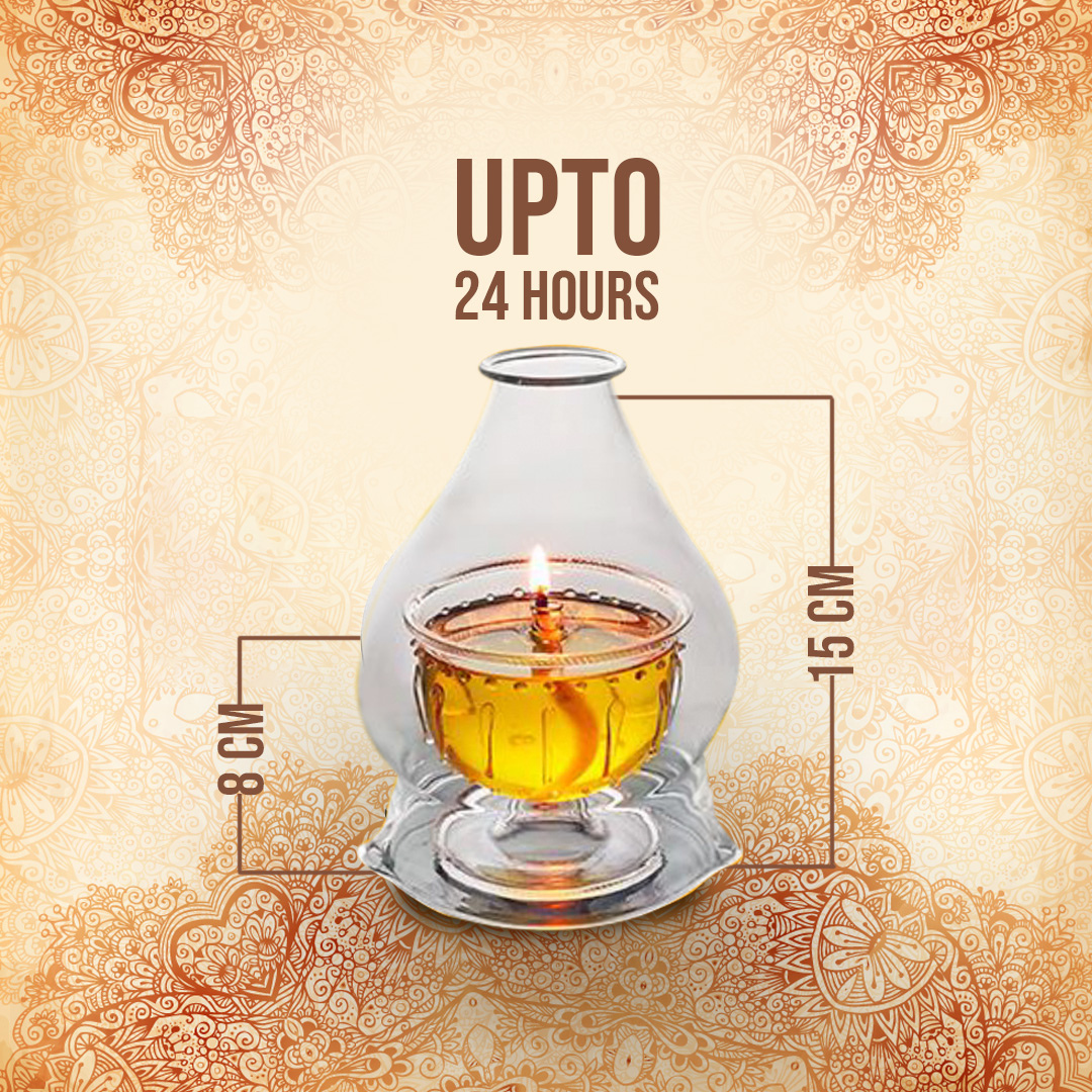 Akhand Diya Made of Borosilicate Glass.